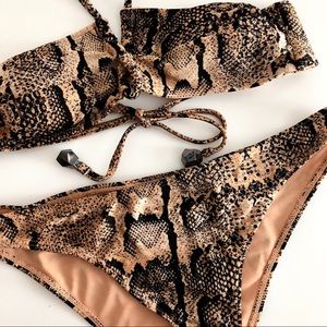 Tan Snake Print Bikini Set / Sz 4 Top Sz 6 Bottom